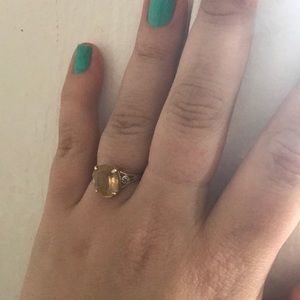 Yellow sapphire diamond gold ring